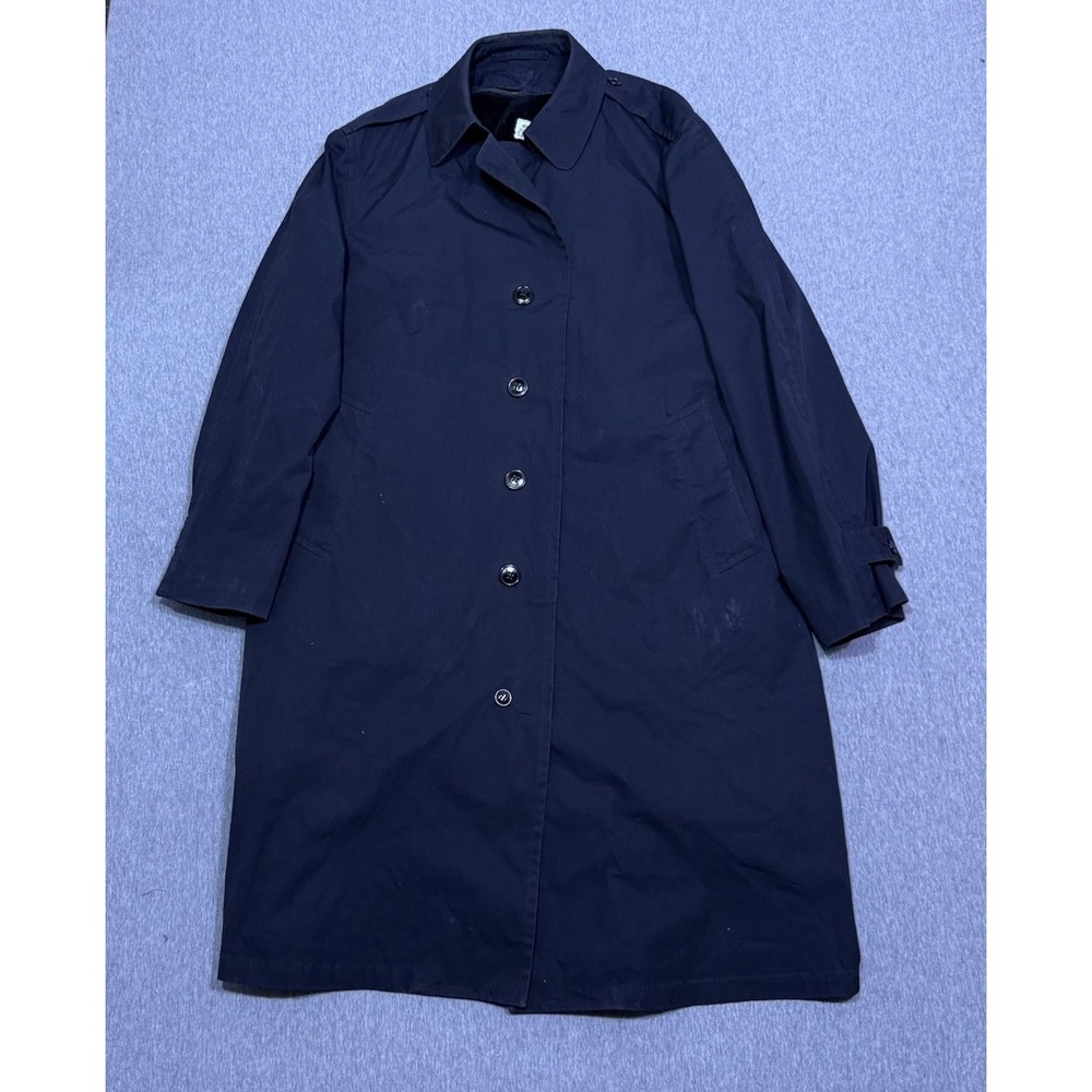 VINTAGE 1992 US Military All Weather Trench Coat 46L Navy Removable Liner